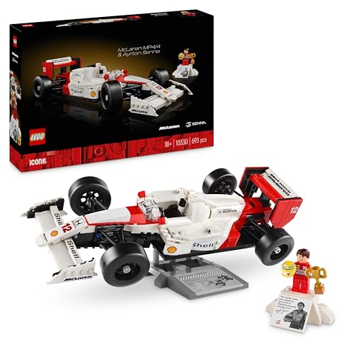 Lego Icons Mclaren Mp4/4 E Ayrton Senna, Modellino Da Costruire Di Auto Da Corsa Con Minifigure, Replica Iconica Monoposto F1, Hobby Creativo Per Adul