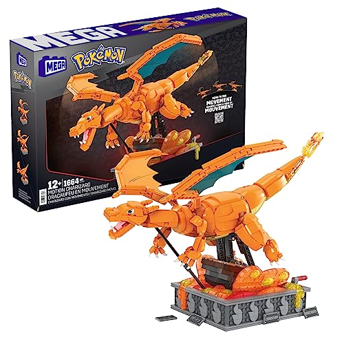Mega Pokémon - Kinetic Charizard, Set Da Costruzione Da 1664 Pezzi, Personaggio Meccanizzato Con Movimento Realistico E Alto 28 Cm, Da Collezione, Gio