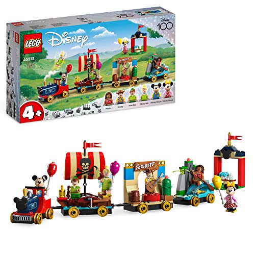 Lego Disney Treno Delle Celebrazioni Disney, Giochi Per Bambini E Bambine Da 4 Anni, Giocattolo Serie 100° Anniversario Con Carri Di Vaiana, Woody, Pe
