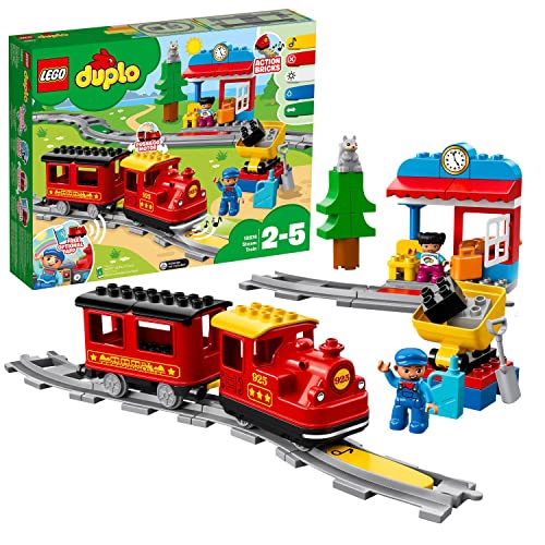 Lego Duplo Treno A Vapore, Giochi Per Bambini E Bambine Da 2 A 5 Anni, Playset Push & Go A Batterie Con Luci E Suoni, Giocattolo Da Costruire Con Matt