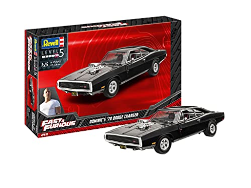 Revell 07693 Fast & Furious Dominics 1970 Dodge Charger, Modello Auto In Scala 1:25 Con La Famosa Serie Di Pellicole, 21,6 Cm Fedele All'Originale Mod