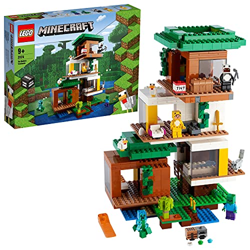 Lego 21174 Minecraft La Casa Sull'Albero Moderna, Giocattoli Per Bambini E Bambine Dai 9 Anni In Su Con Il Personaggio Di Charged Creeper