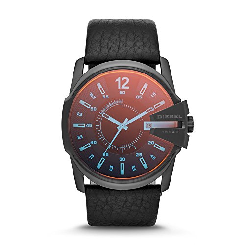 Diesel Orologio Master Chief Da Uomo, Movimento A Due Lancette Con Data, Cassa In Acciaio Inossidabile Nero Da 45 Mm E Cinturino In Pelle, Dz1657