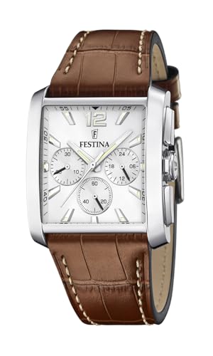 Festina Crono Al Quarzo (38Mm) Quadrante Argento/Pelle Marrone F20636/1