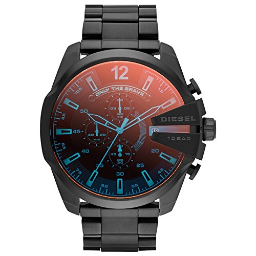 Diesel Orologio Mega Chief Da Uomo, Movimento Cronografo, Cassa In Acciaio Inossidabile Nero Da 59 Mm Con Bracciale In Acciaio Inossidabile, Dz4318