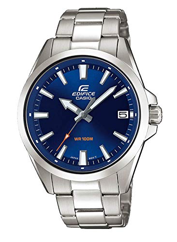 Casio Edifice Orologio, Robusta Cassa, 10 Bar, Azzurro, Uomo Con Cinturino In Acciaio Inox Efv-100D-2Avuef