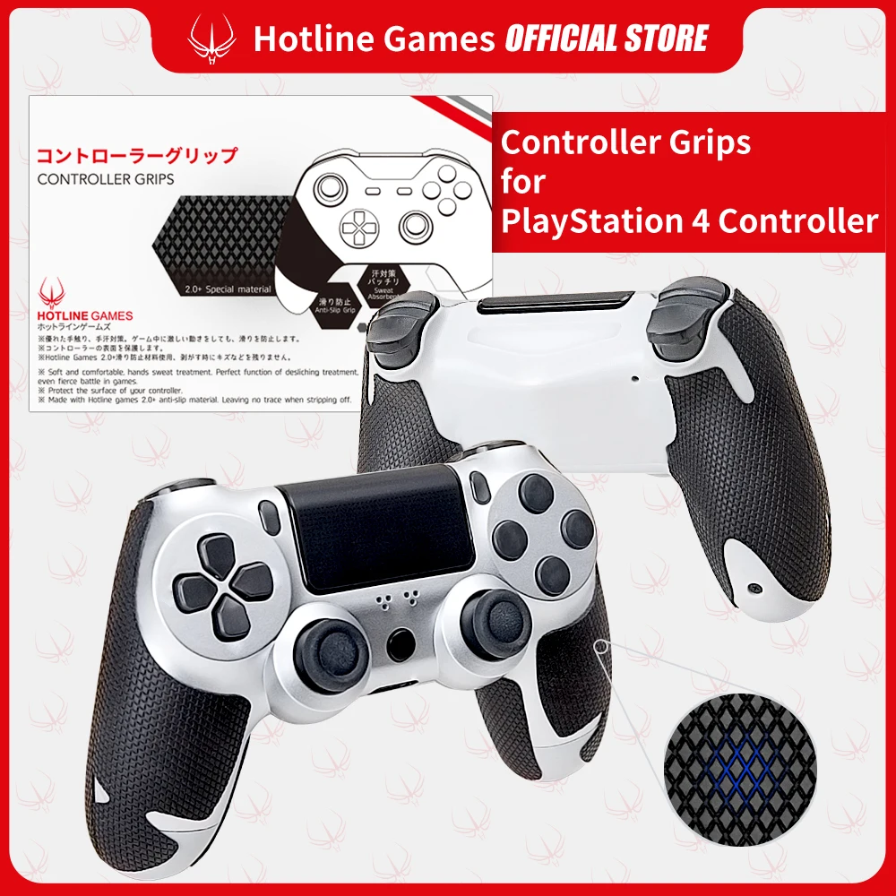 4 Pezzi Hotline Games 2.0 Plus Controller Grip Tape Compatibile Con Controller Playstation 4/Ps4, Antiscivolo, Traspirante