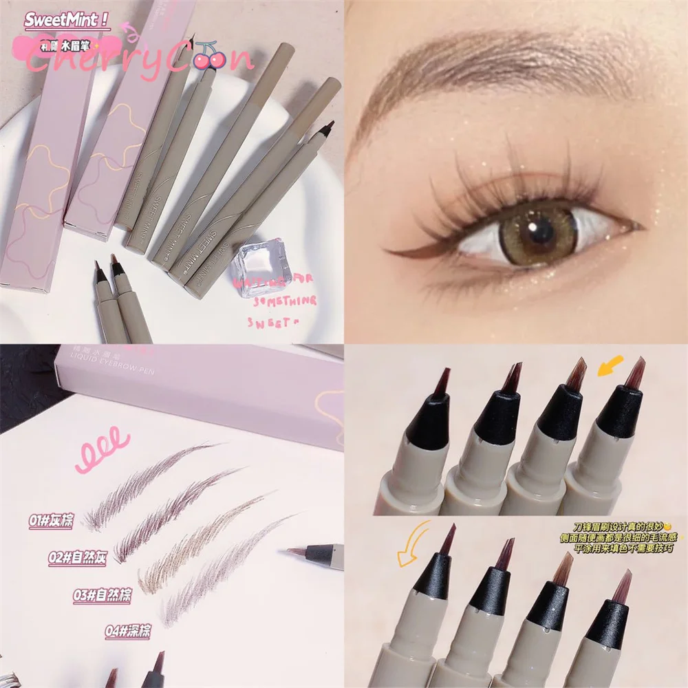Matita Per Sopracciglia Testa Lunga Durata Impermeabile 4 Colori Penna Per Sopracciglia Tinta Mascara Migliora Cosmetici Bellezza Trucco Donna