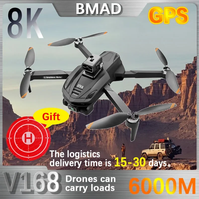 Bmad V168 Max Pro Drone Gps 8K Professionale Con Fotocamera Hd 5G Wifi Fpv Brushless Rc Quadcopter Evitamento Ostacoli Automatico Retu