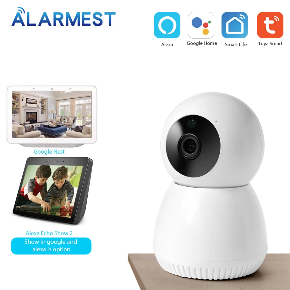 Alarmest Tuya Smart 2Mp Macchina Fotografica Del Ip Di Wifi Della Macchina Fotografica 1080P Di Sicurezza Domestica Wifi Tuya Google/Alexa Alimentato 