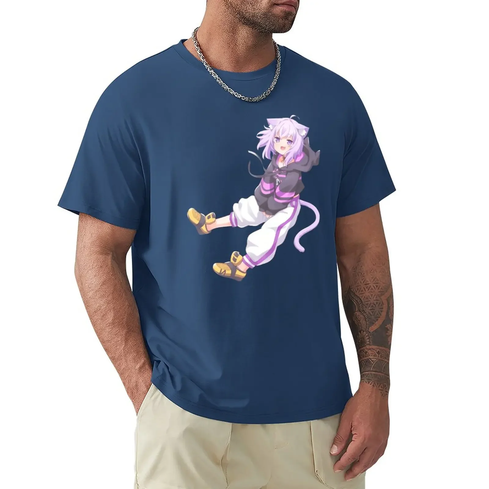 Nekomata Okayu Mogu Yummy-Holovive T-Shirt Tees Vintage Designer T Shirt Uomo Kawaii Vestiti Customizeds Mens Workout Shirts