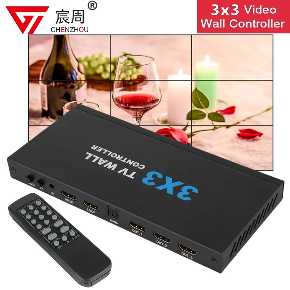 4K Hdmi 3 X3 Tv Video Wall Controller Splitter 1 Hdmi In 9 Hdmi Out Multi Video Screen Processor Splicer Supporto Modalità Multiple