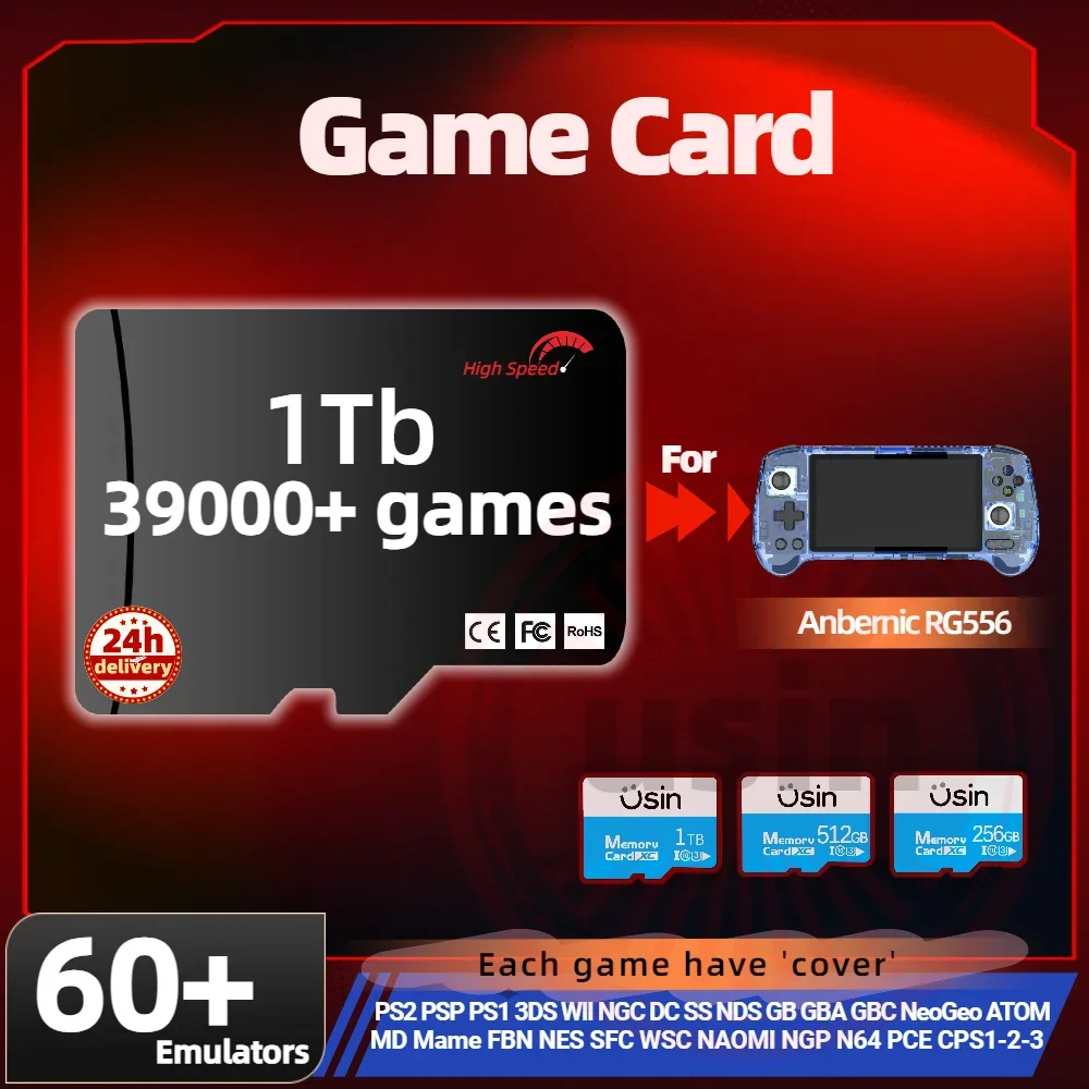 Scheda Tf Di Memoria Di Gioco Ad Alta Velocità Da 512Gb/1Tb Per Anbernic Rg556 Con Giochi Retrò Preinstallati E Compatibilità Playstation 2/Psp