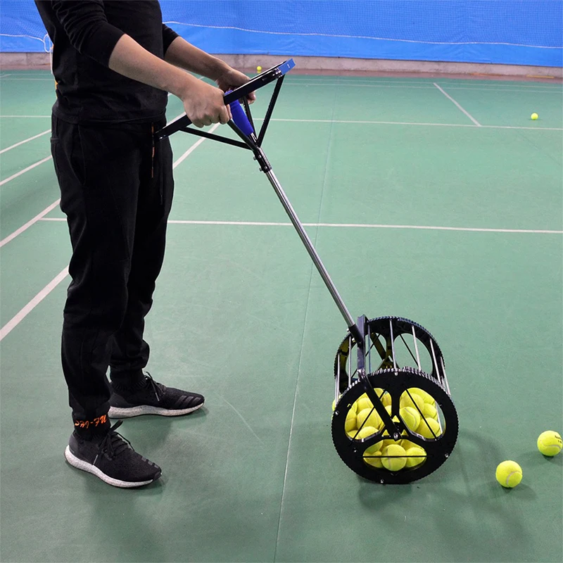 Tennis Trainer Balls Basket Tennis Ball Picker Ball Retriever Con Manico Quadrato 80 Palline Capacità Ball Pickup Regolabile In Altezza