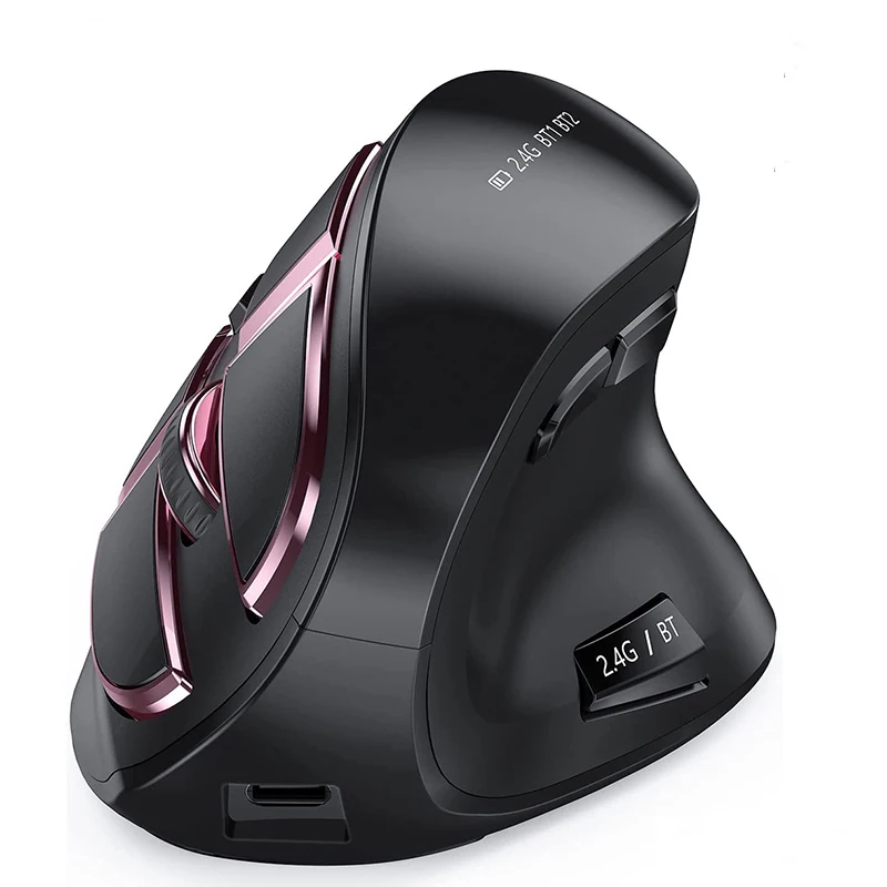 Mouse Verticale Wireless Bluetooth 5.0 Mouse Ottico Ricaricabile 2.4G Per Multiuso Compatibile Con Apple Mac Windows