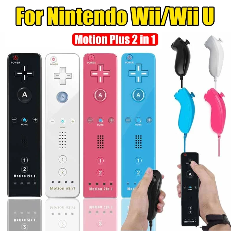 2Set Built-In Motion Plus Remote Per Wii/Wii Controller Wii Remote Nunchuck Wii Motion Plus Controller Wireless Gamepad Controle