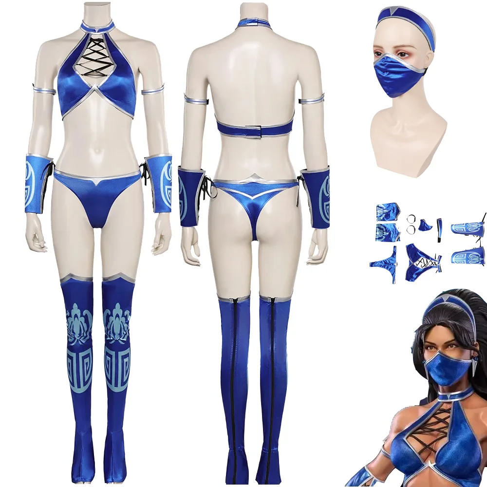 Kitana Game Mortal Cos Kombat1 Costume Cosplay Bikini Costume Da Bagno Fantasia Abiti Femminili Halloween Carnival Party Gioco Di Ruolo Suit