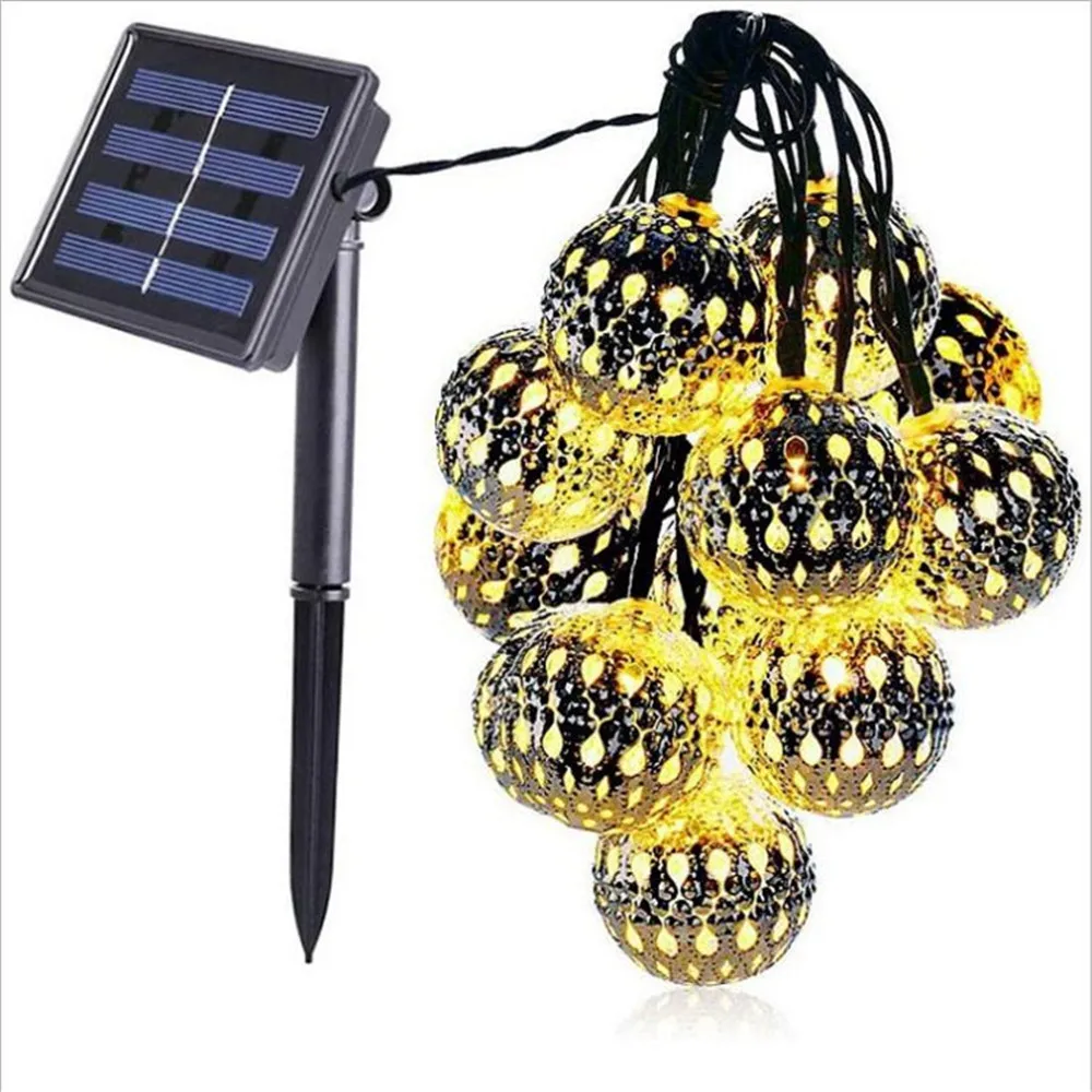 Decorazione Della Festa Di Natale Luci Solari A Stringa Led Lampada Solare Palla Impermeabile Colorata Luce Solare Esterna Giardino Lampy Solarne