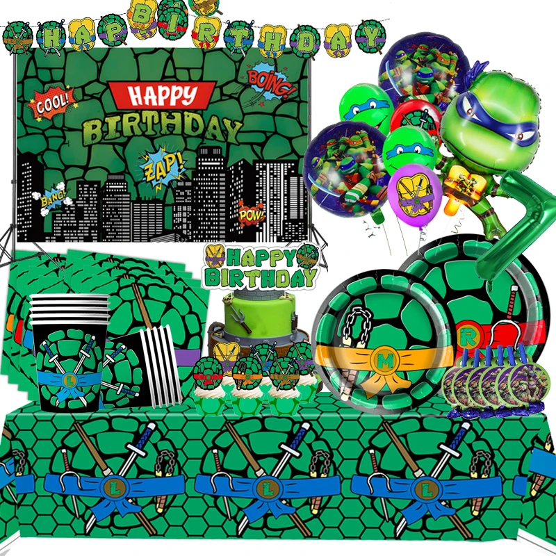 Tartarughe Ninja Festa Di Compleanno Mutante Adolescente Tartarughe Ninja Bomboniere Tovaglia Tazze Piatti Forniture Per Baby Shower Spedizione Gratui