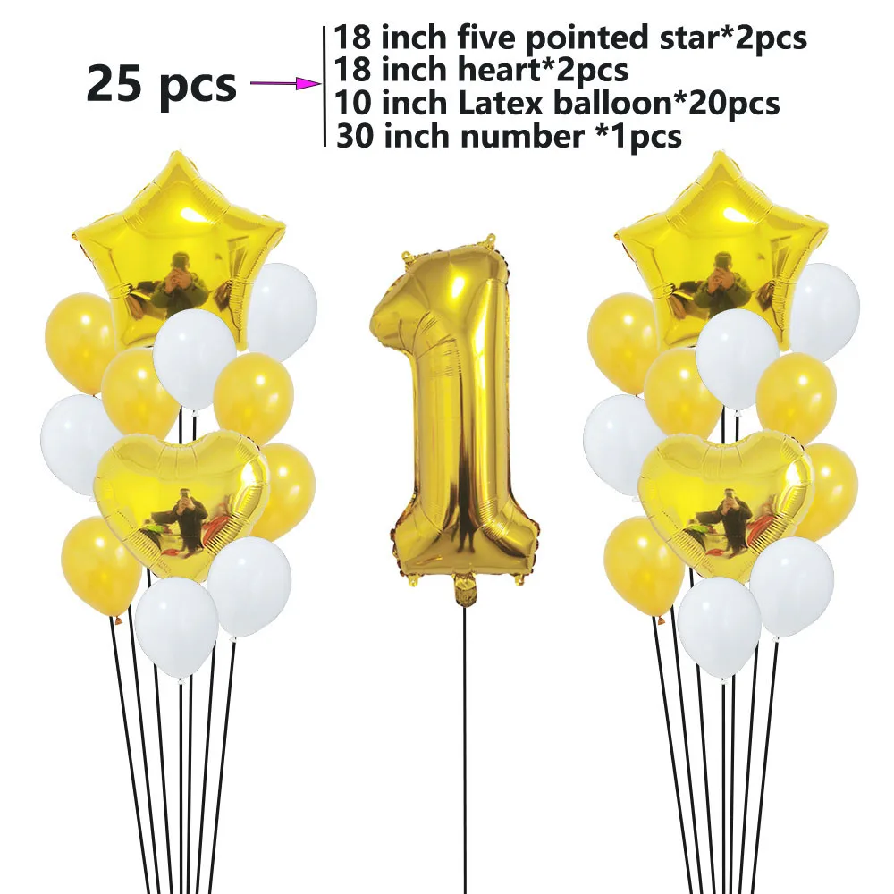 25Pcs Happy Birthday Party Decoration Love Heart Palloncino In Lattice Baby 1 Anno Baby Shower Kids Birthday Party Decor Helium Ball