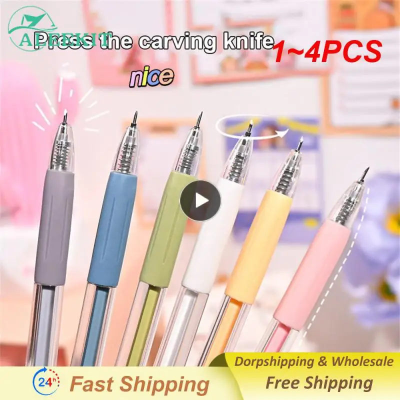 1 ~ 4Pcs Style Kawaii Art Utility Knife Pen Knife Cut Scrapbooking Strumento Di Taglio Express Box Knife Materiale Scolastico Craft