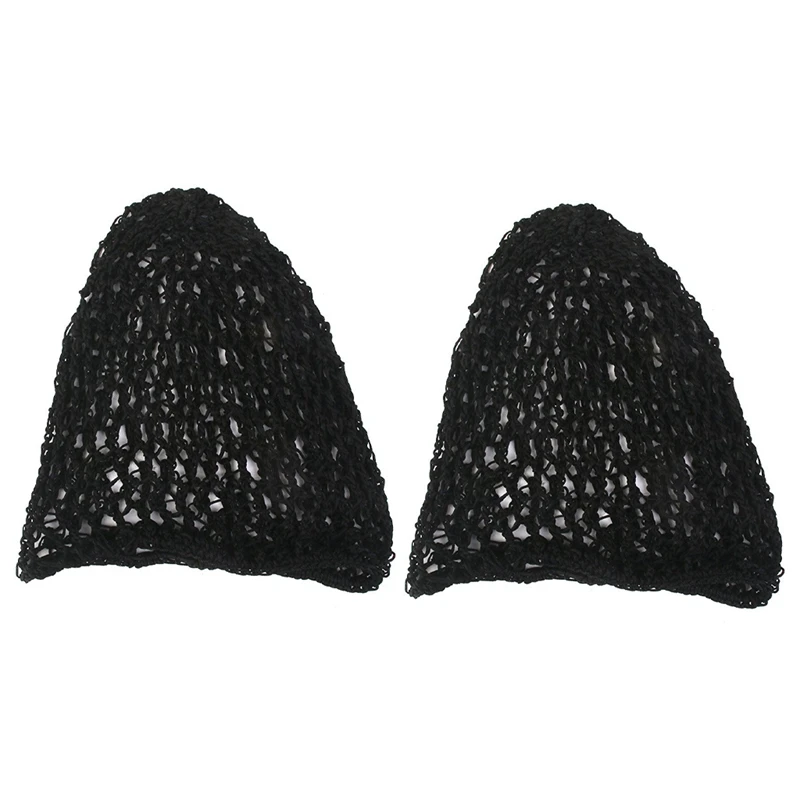 2X Berretto Da Donna In Morbido Rayon Snood Per Capelli All'Uncinetto Nero