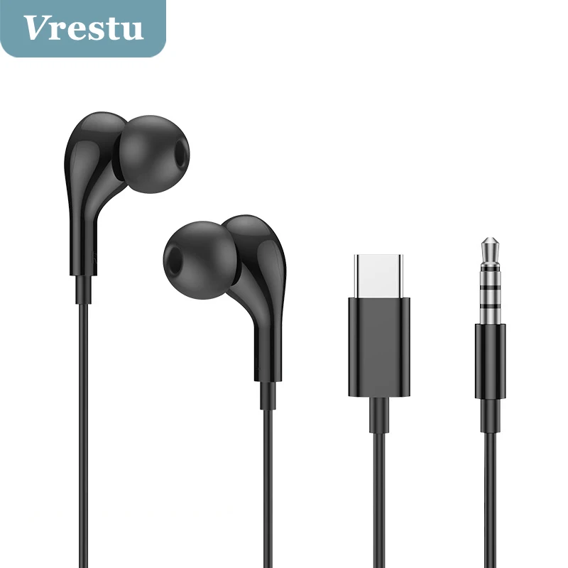 Type-C In-Ear Wired Earphone With Mic Wire Headset For Galaxy Samsung S22  Huawei Xiaomi Redmi Smartphone Magnetic Headset 3.5Mm