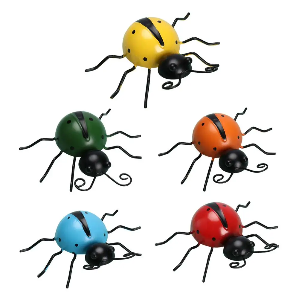 Patio Lawn Fence Simpatiche Decorazioni Per Esterni Coccinelle Rustiche In Metallo 3D Wall Art Garden Wall Decor