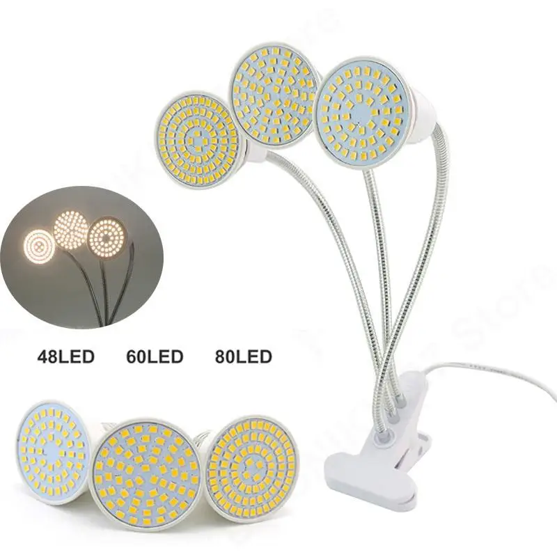 80Led 3 Teste Full Spectrum Sunlight Flower Plant Grow Light Phyto Lamp Desk Clip Fitolamp Indoor Veg Growbox Serra V27