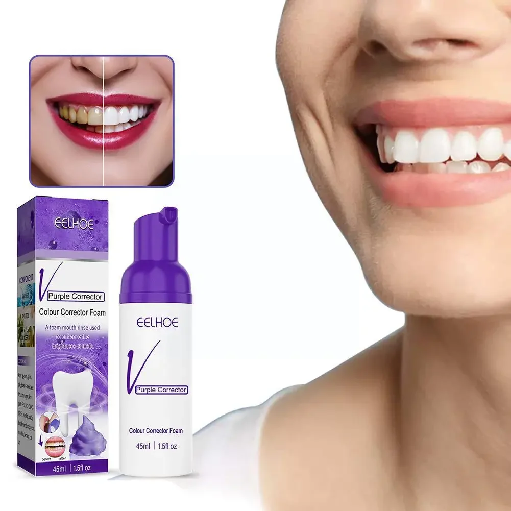 V34 Colour Corrector Foam Purple Color Corrector Dentifricio Per Lo Sbiancamento Dei Denti Non Invasivo Schiarente Per La Cura Dei Denti Muslimah