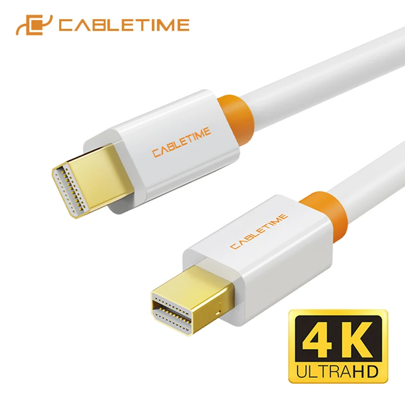 Cabletime Mini Displayport A Cavo Mini Dp Mini Display Port Adattatore Bianco Per Macbook/Mac Lenovo Dell 4K Display C051