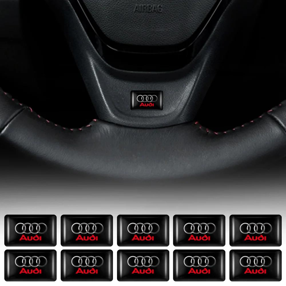 10Pcs Car Interior Badge Sticker 3D Decalcomanie Epossidiche Accessori Auto Per Audi A3 8P 8L 8V A1 A3 8V 8P 8L A6 C5 A4 B5 B6 Q2 Q5 Q7 Tt