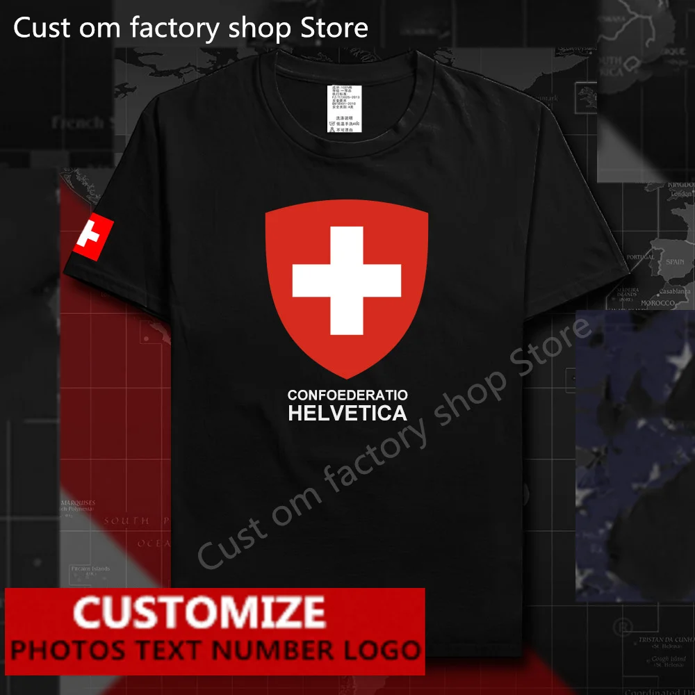 Maglietta Con Bandiera Svizzera Svizzera Svizzera Ventagli Personalizzati Gratuiti Nome Fai Da Te Numero Logo T-Shirt In Cotone Uomo Donna T-Shirt Cas