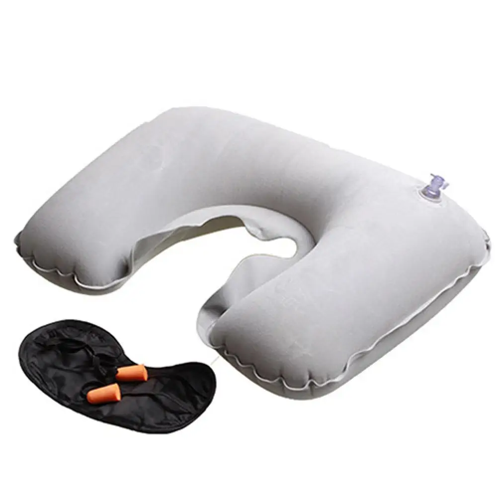 Cuscino Gonfiabile Da Viaggio Cuscino D'Aria Cuscino A Forma Di U + Maschera Per Gli Occhi + Tappi Per Le Orecchie Cuscino Da Viaggio Per Aereo Pillo