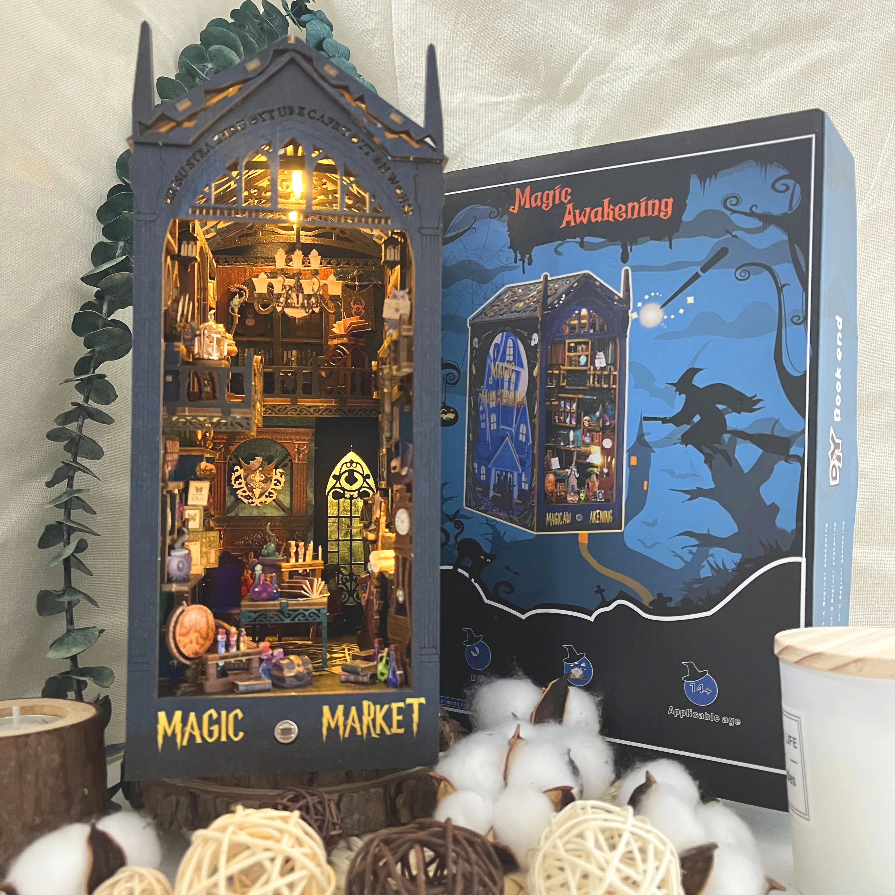 Magic Market Fai Da Te Book Stand Book Nook,Magic Market,3D Fai Da Te Fai Da Te Book Nook Kit, Fermalibri Decorativi, Decorazioni Per La Casa E Regali