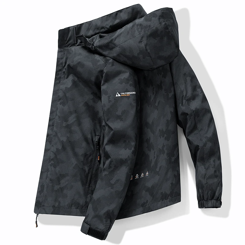 Nuova Giacca Da Uomo Primavera E Autunno Cappotti Giacca Bomber Casual Nera Con Cappuccio Vogue Streetwearcamouflage Abbigliamento Uomo M-5Xl