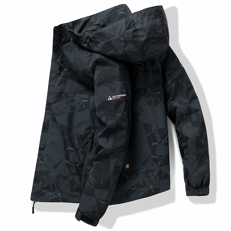Nuova Giacca Da Uomo Primavera E Autunno Cappotti Giacca Bomber Casual Nera Con Cappuccio Vogue Streetwearcamouflage Abbigliamento Uomo M-5Xl