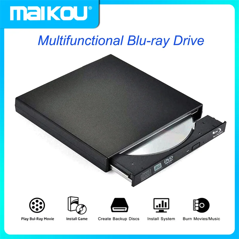 Usb2.0 Bluray Drive Esterno Cd/Dvd Rw Bd-Rom Lettore Blu-Ray Unità Ottica