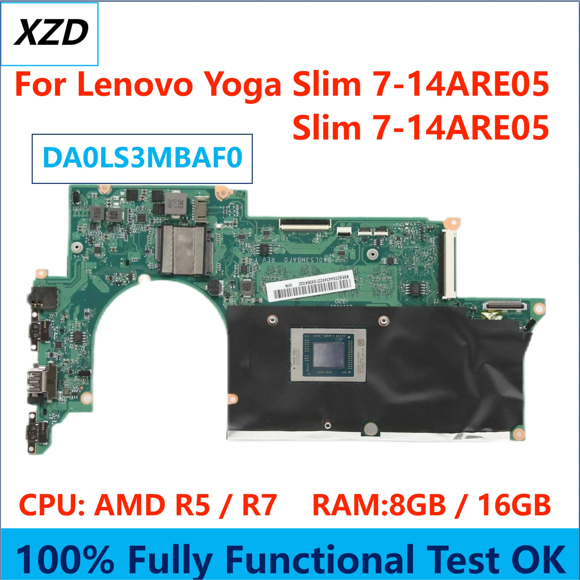 Scheda Madre Muslimex Per Lenovo Ideapad Yoga Slim 7-14Are05 Scheda Madre Per Laptop Con Cpu Amd R5 R7 8Gb/16Gb Ram 100% Test Ok
