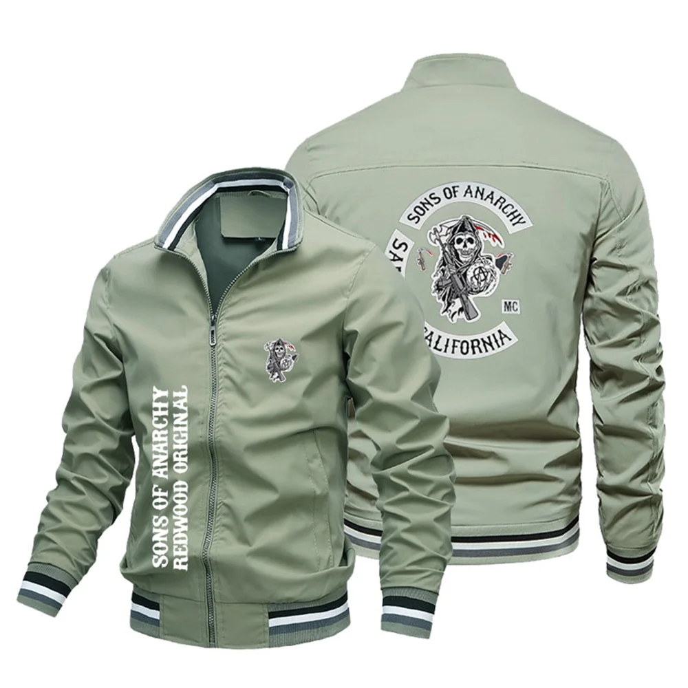 American Drama Sons Of Anarchy Printed Pattern Jacket American Street Fashion Jacket Giacca Da Motociclista Da Uomo Y2K Knight Jacket S-4Xl