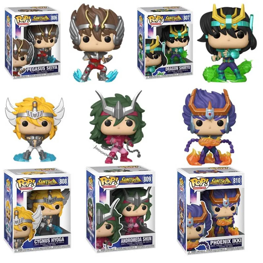 Funko Pop Saint Seiya Cygnus Hyoga #808 Dragon Shiryu #807 Andromeda Shun #809 Phoenix Ikki #810 Vinyl Action Figures Bambole Giocattoli