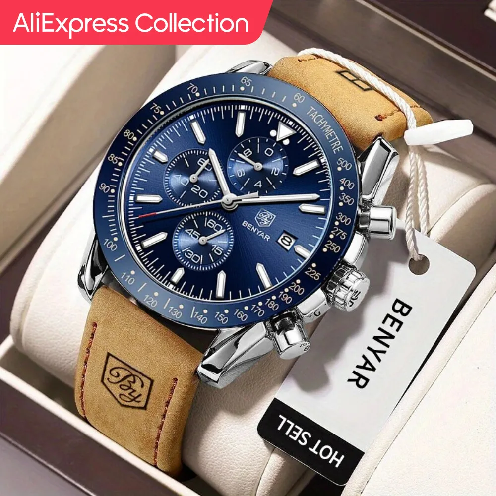 Aliexpress Collection Benyar Men Watches Brand Luxury Cinturino In Silicone Impermeabile Sport Cronografo Al Quarzo Orologio Militare Da Uomo
