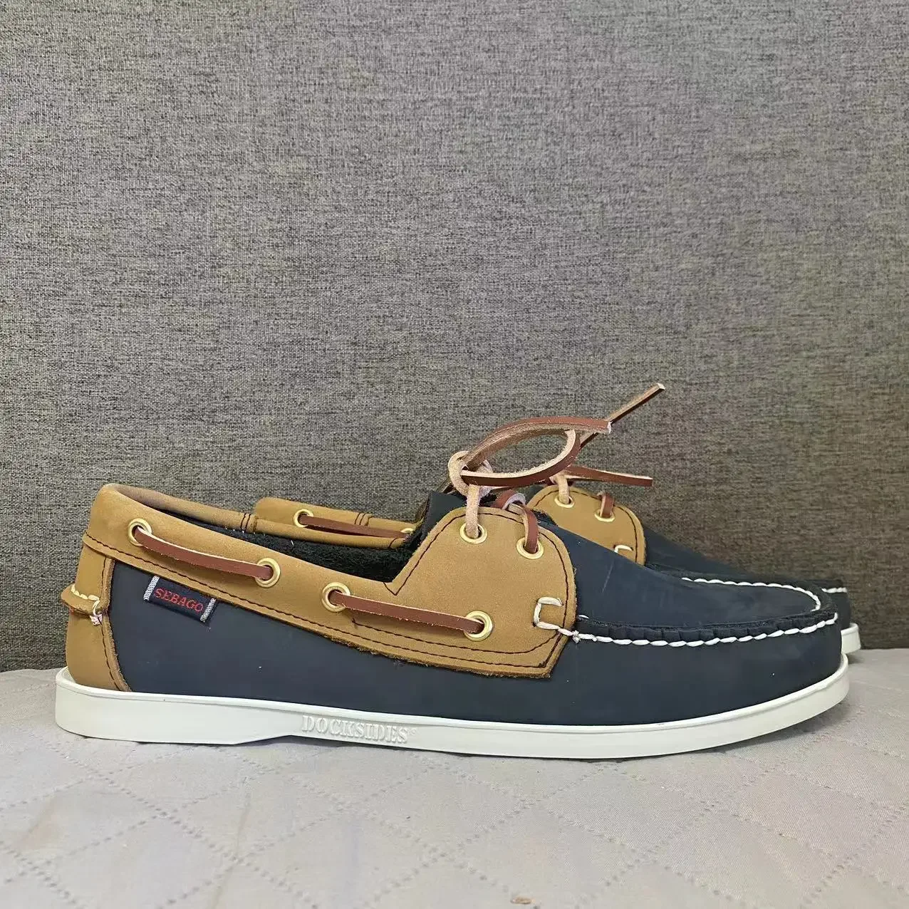 Uomo Homme Autentico Sebago Docksides Scarpe-Scarpe Da Barca Stringate Con Punta Moc In Pelle Premium 2024X21