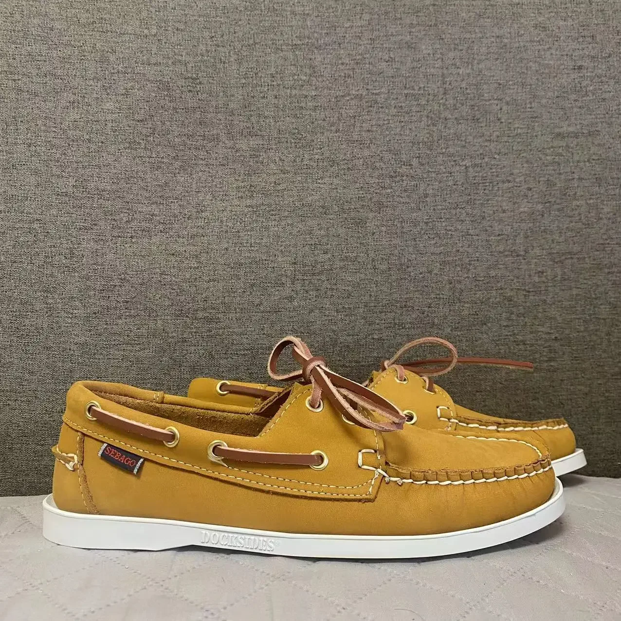 Uomo Homme Autentico Sebago Docksides Scarpe-Scarpe Da Barca Stringate Con Punta Moc In Pelle Premium 2024X19