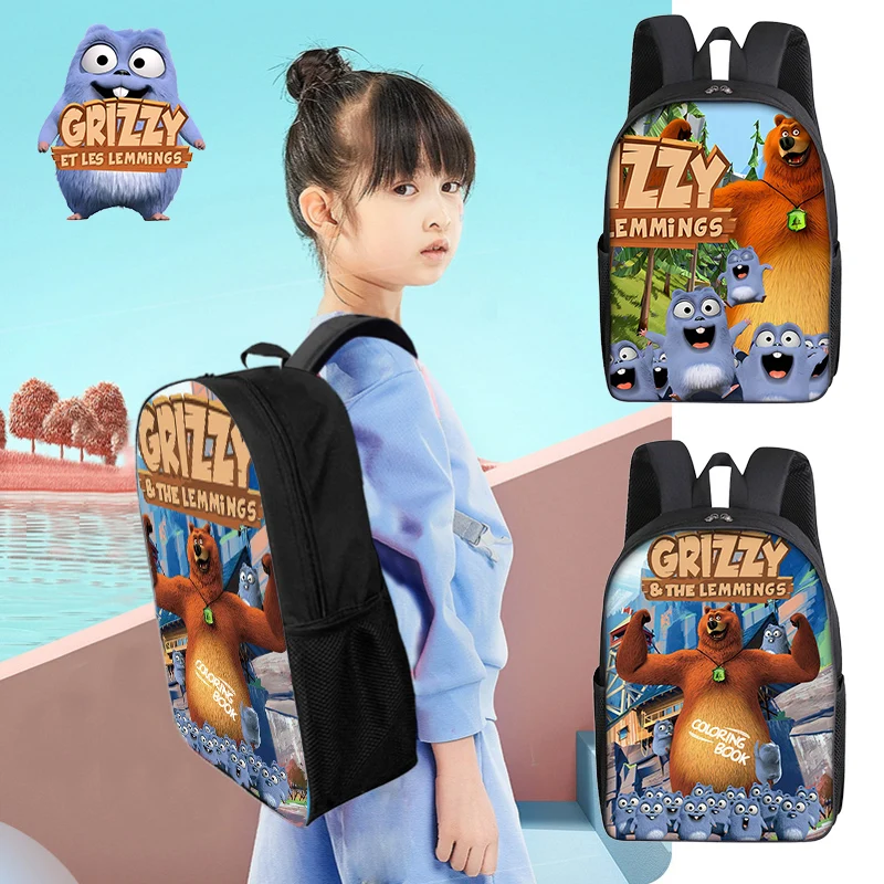 Kawaii Grizzly Lemmings Zaino Zaino Adolescente Anime Figure Girl Boy School Bag Book Bag Uomo Donna Zaino Kid Cute Gift