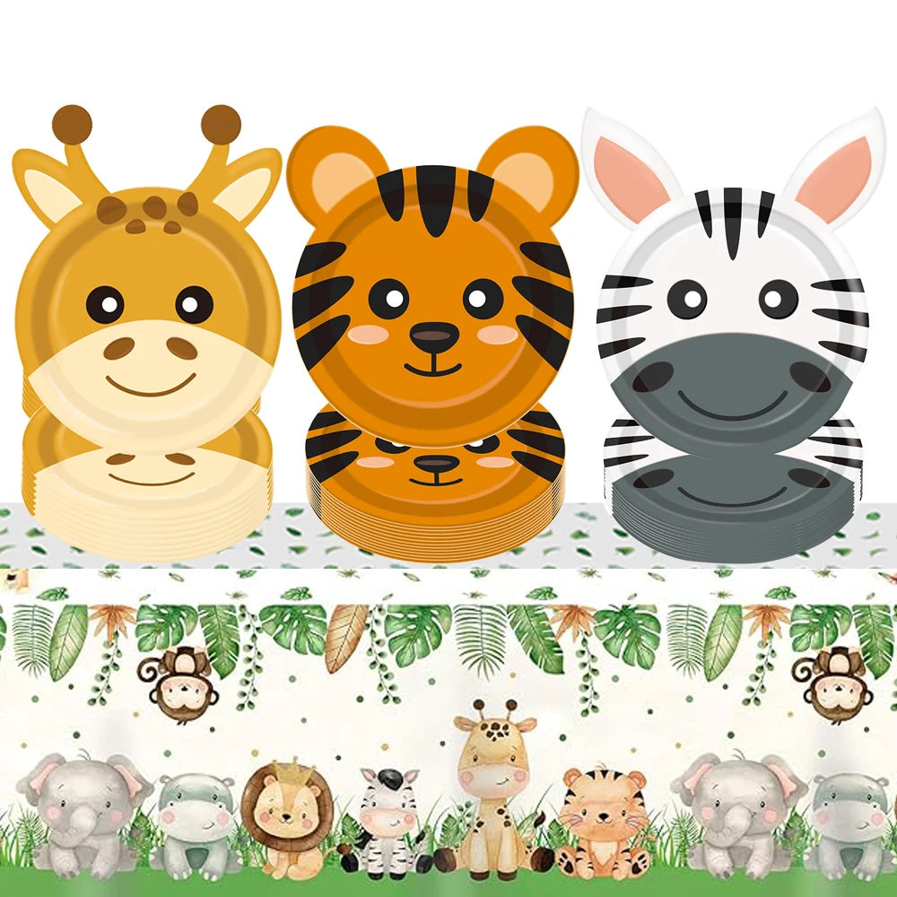 Jungle Animals Party Piatti Di Carta Cartoon Animals Piatti A Forma Di Safari Party Plate Kids Safari Birthday Party Decoratio Supplies