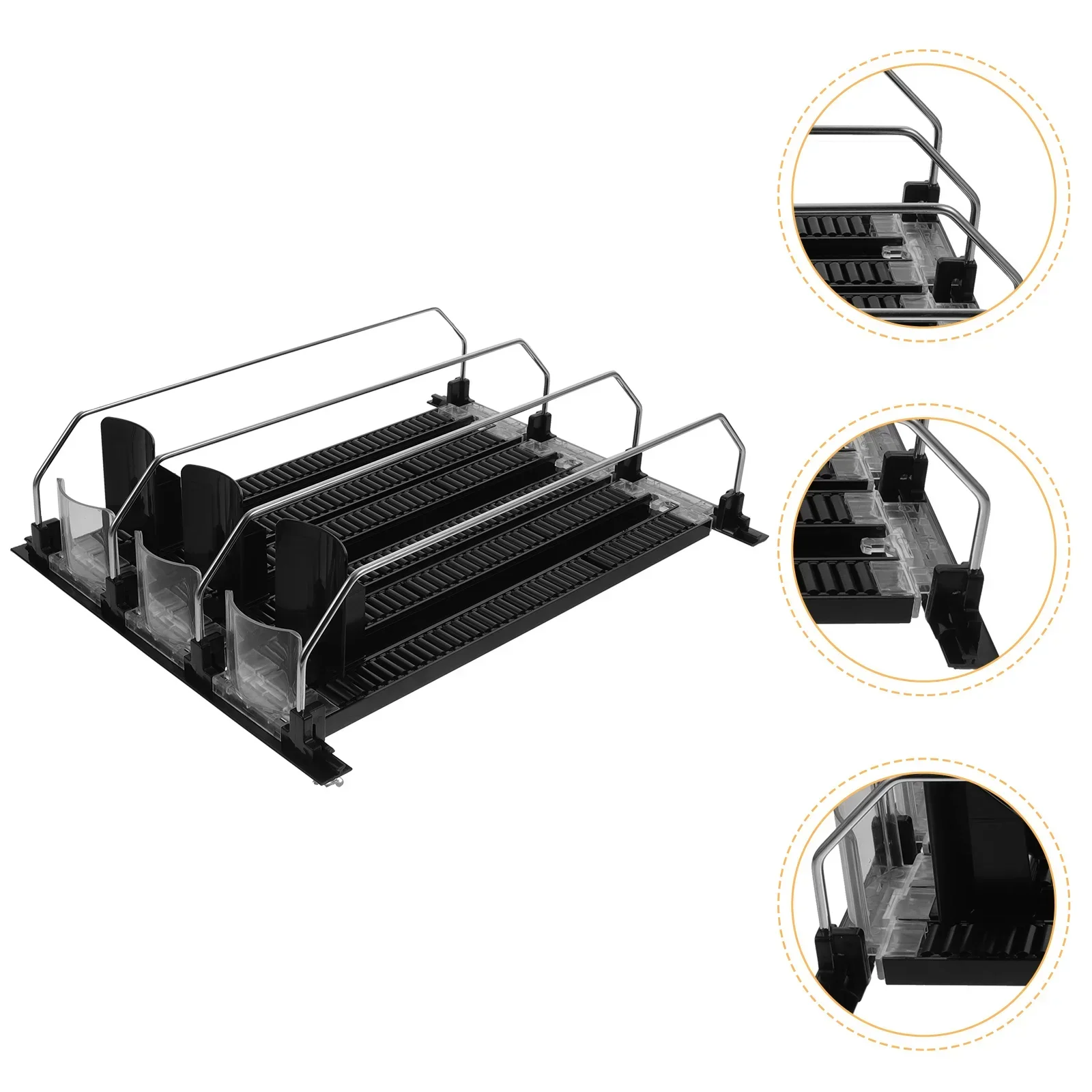 Display Self Bottle Storage Holder Organizer Shelf Dispenser Glide Pusher Can Beverage Water Fridge Soda Drink Push Rack