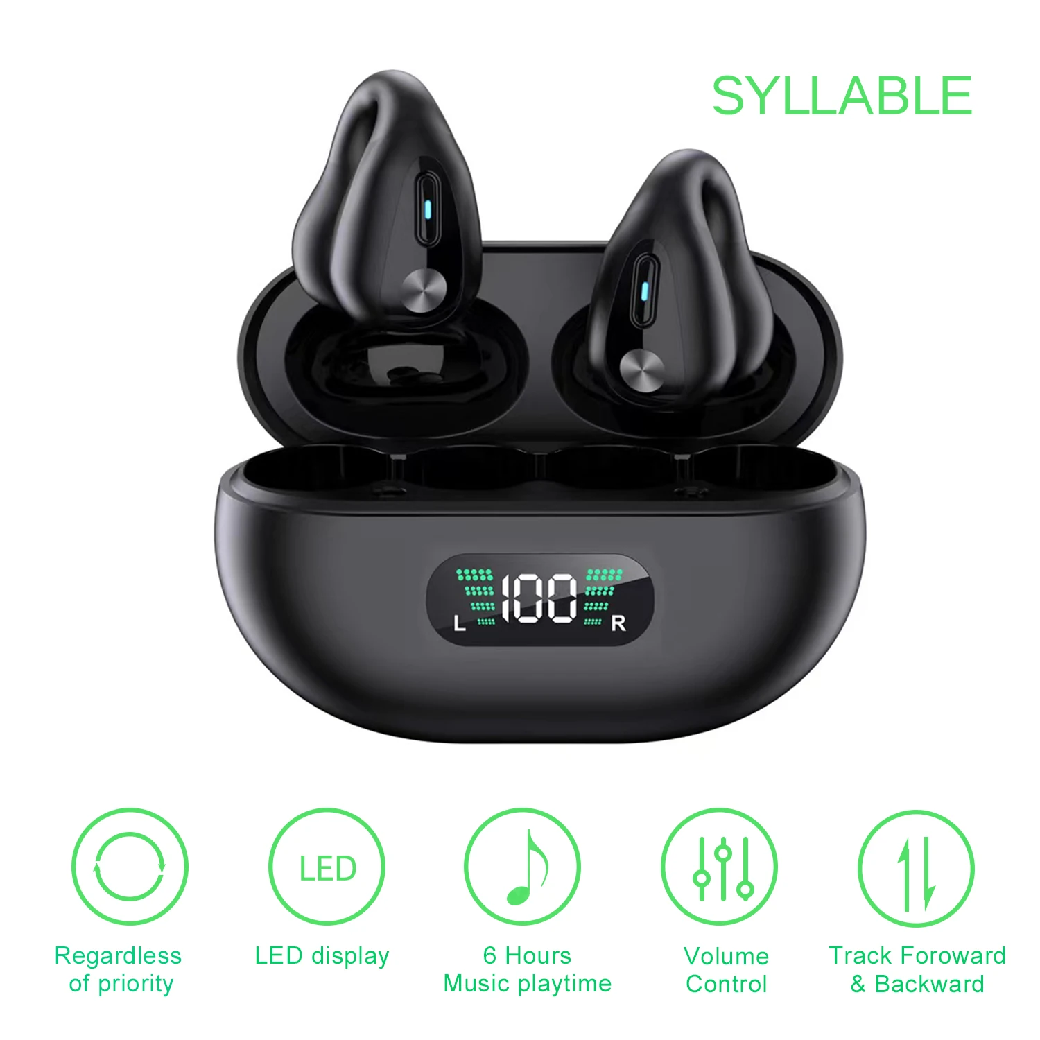 Syllable Yyk-Q80 Tws Auricolari Sportivi True Wireless Stereo Earbuds Yyk-Q80 Headset 6 Ore Sillable Yyk-Q80 Display A Led