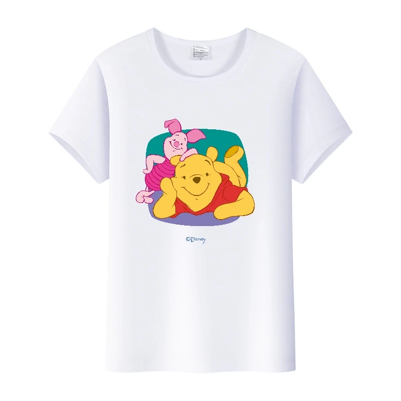 Kawaii Disney Cartoon Ladies Tees Pooh Bear Maialino Friends Graphics Cheap Top Womam T-Shirt Camicette Larghe Camicie Da Uomo Estetiche