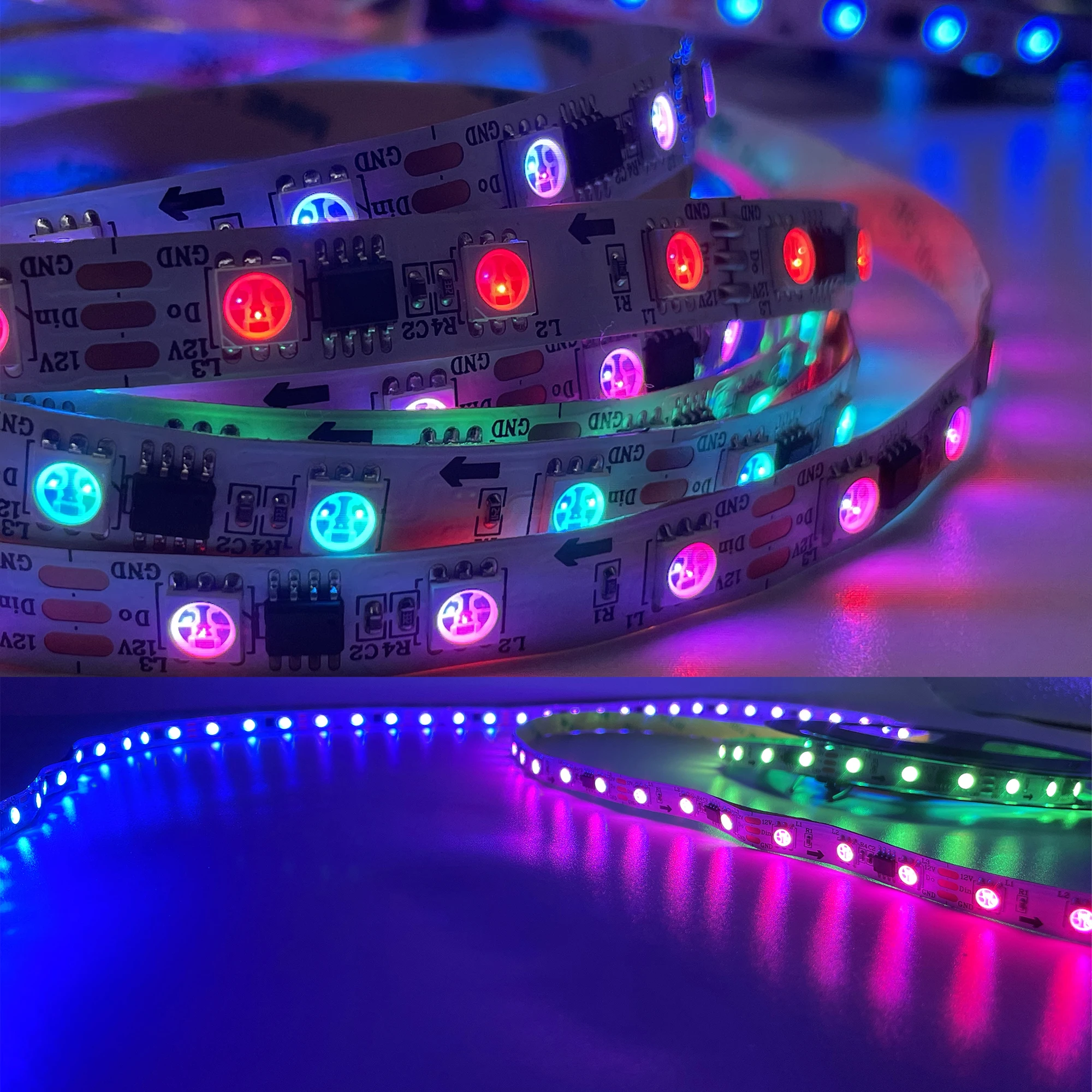 24V 12V Ws2811 Led Strip Lights Cambia Colore Rainbow Led Lights Smartlights Per La Decorazione Domestica E La Festa